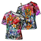 Personalized Greater Western Sydney Giants Cross Shoulder Shirt Tropical Hibiscus Flowers - Pacific Fusion Style