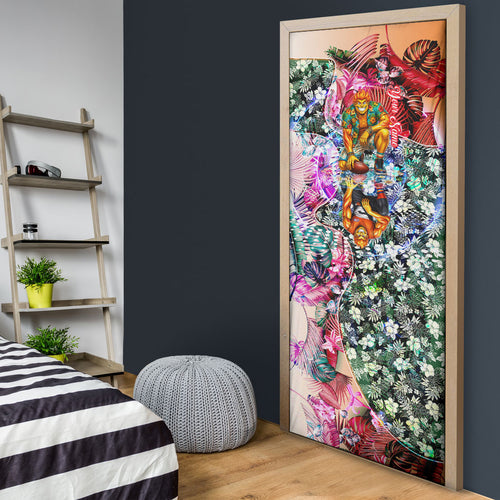 Personalized Greater Western Sydney Giants Door Cover Tropical Hibiscus Flowers - Pacific Fusion Style