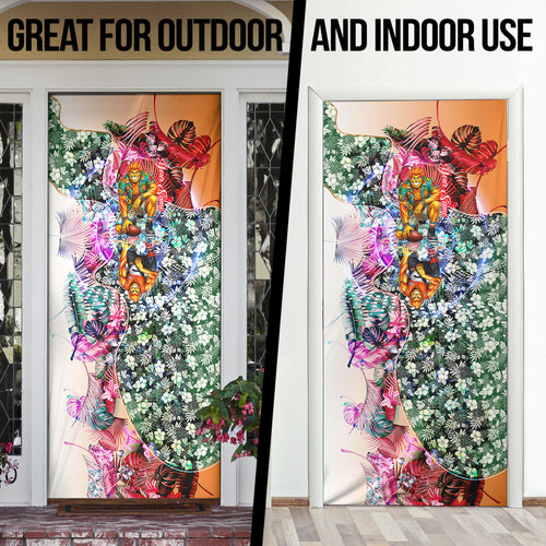 Personalized Greater Western Sydney Giants Door Cover Tropical Hibiscus Flowers - Pacific Fusion Style