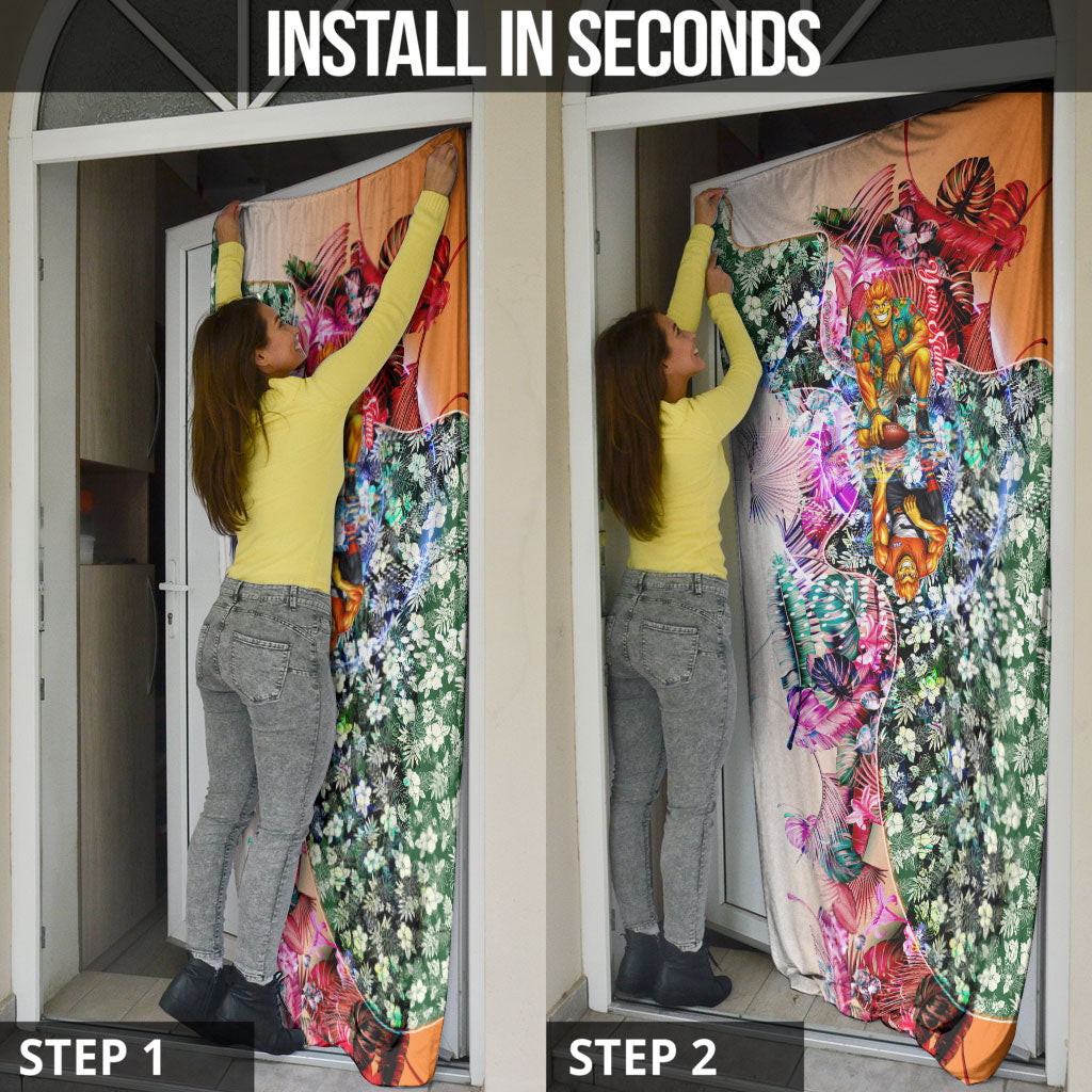 Personalized Greater Western Sydney Giants Door Cover Tropical Hibiscus Flowers - Pacific Fusion Style