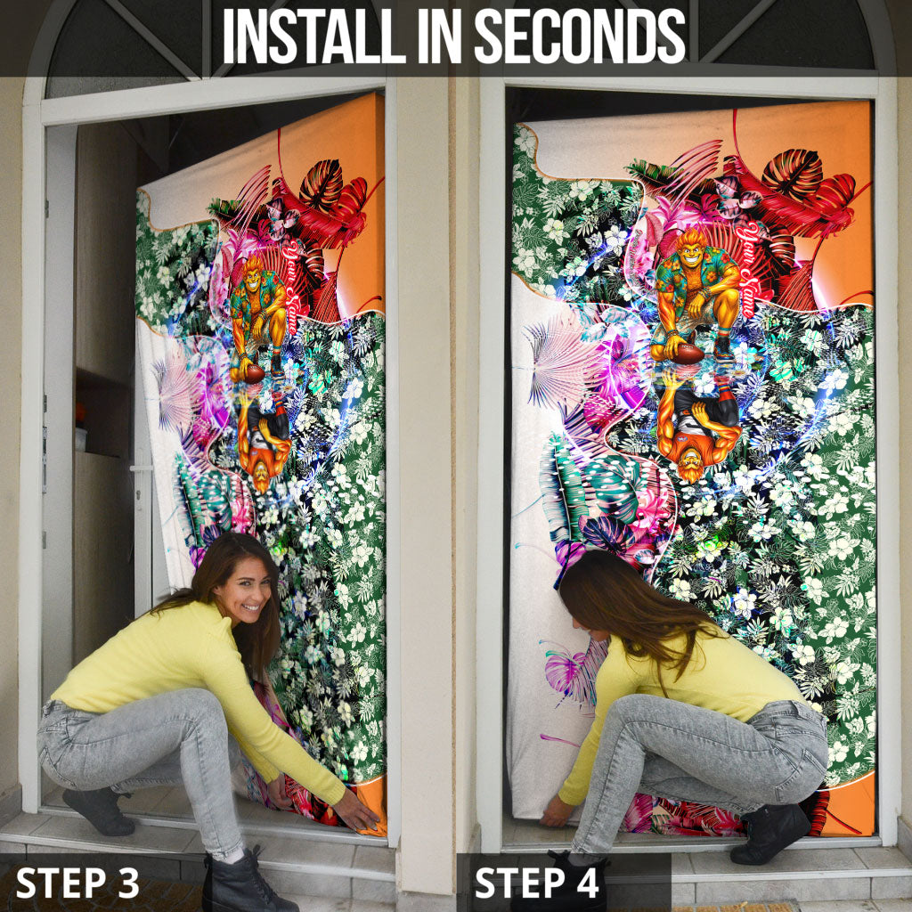 Personalized Greater Western Sydney Giants Door Cover Tropical Hibiscus Flowers - Pacific Fusion Style