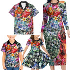 Personalized Greater Western Sydney Giants Family Matching Long Sleeve Bodycon Dress and Hawaiian Shirt Tropical Hibiscus Flowers - Pacific Fusion Style