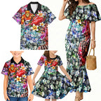 Personalized Greater Western Sydney Giants Family Matching Mermaid Dress and Hawaiian Shirt Tropical Hibiscus Flowers - Pacific Fusion Style