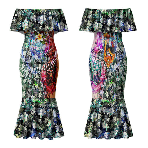 Personalized Greater Western Sydney Giants Family Matching Mermaid Dress and Hawaiian Shirt Tropical Hibiscus Flowers - Pacific Fusion Style