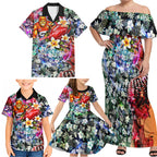Personalized Greater Western Sydney Giants Family Matching Off Shoulder Maxi Dress and Hawaiian Shirt Tropical Hibiscus Flowers - Pacific Fusion Style