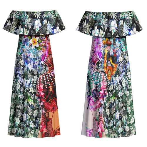 Personalized Greater Western Sydney Giants Family Matching Off Shoulder Maxi Dress and Hawaiian Shirt Tropical Hibiscus Flowers - Pacific Fusion Style