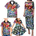 Personalized Greater Western Sydney Giants Family Matching Puletasi and Hawaiian Shirt Tropical Hibiscus Flowers - Pacific Fusion Style
