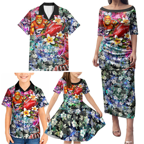 Personalized Greater Western Sydney Giants Family Matching Puletasi and Hawaiian Shirt Tropical Hibiscus Flowers - Pacific Fusion Style