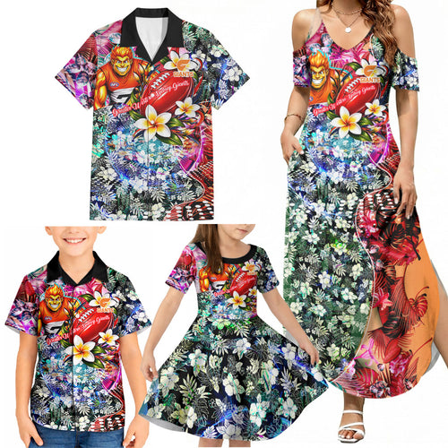 Personalized Greater Western Sydney Giants Family Matching Summer Maxi Dress and Hawaiian Shirt Tropical Hibiscus Flowers - Pacific Fusion Style