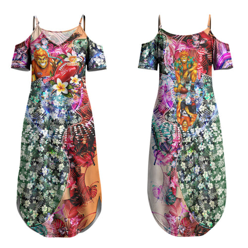 Personalized Greater Western Sydney Giants Family Matching Summer Maxi Dress and Hawaiian Shirt Tropical Hibiscus Flowers - Pacific Fusion Style