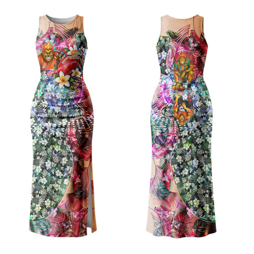 Personalized Greater Western Sydney Giants Family Matching Tank Maxi Dress and Hawaiian Shirt Tropical Hibiscus Flowers - Pacific Fusion Style