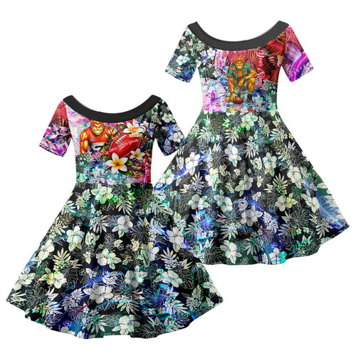 Personalized Greater Western Sydney Giants Family Matching Tank Maxi Dress and Hawaiian Shirt Tropical Hibiscus Flowers - Pacific Fusion Style