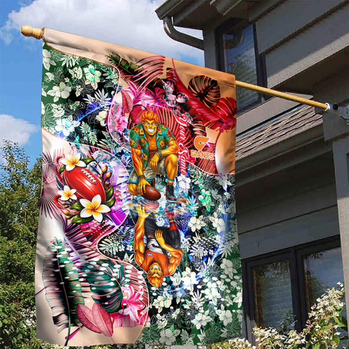 Personalized Greater Western Sydney Giants Garden Flag Tropical Hibiscus Flowers - Pacific Fusion Style