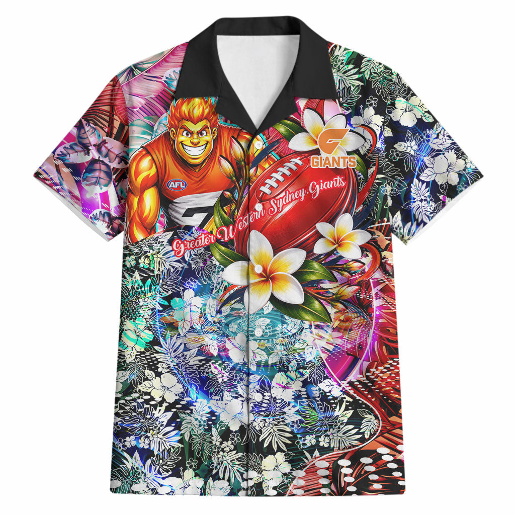 Personalized Greater Western Sydney Giants Hawaiian Shirt Tropical Hibiscus Flowers - Pacific Fusion Style