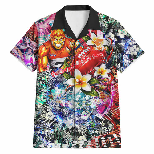 Personalized Greater Western Sydney Giants Hawaiian Shirt Tropical Hibiscus Flowers - Pacific Fusion Style