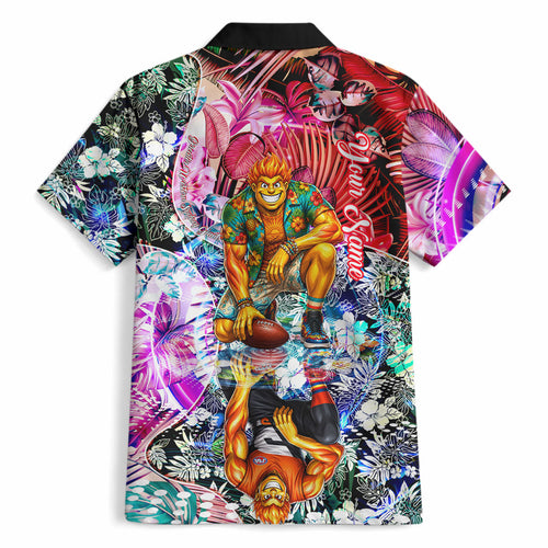 Personalized Greater Western Sydney Giants Hawaiian Shirt Tropical Hibiscus Flowers - Pacific Fusion Style