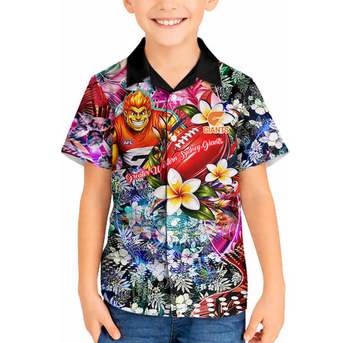 Personalized Greater Western Sydney Giants Hawaiian Shirt Tropical Hibiscus Flowers - Pacific Fusion Style