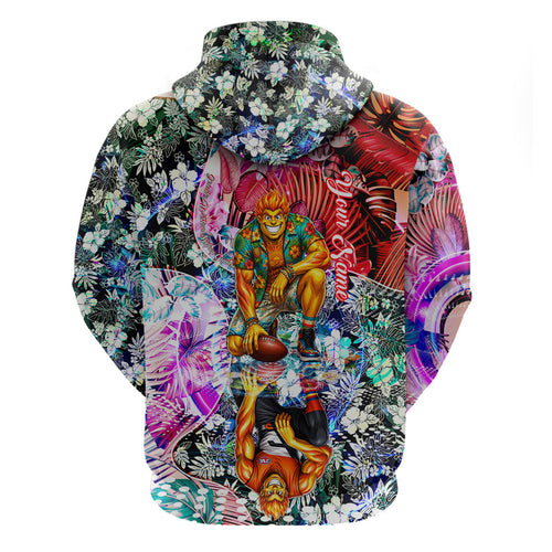 Personalized Greater Western Sydney Giants Hoodie Tropical Hibiscus Flowers - Pacific Fusion Style