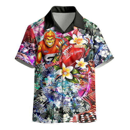 Personalized Greater Western Sydney Giants Kid Hawaiian Shirt Tropical Hibiscus Flowers - Pacific Fusion Style