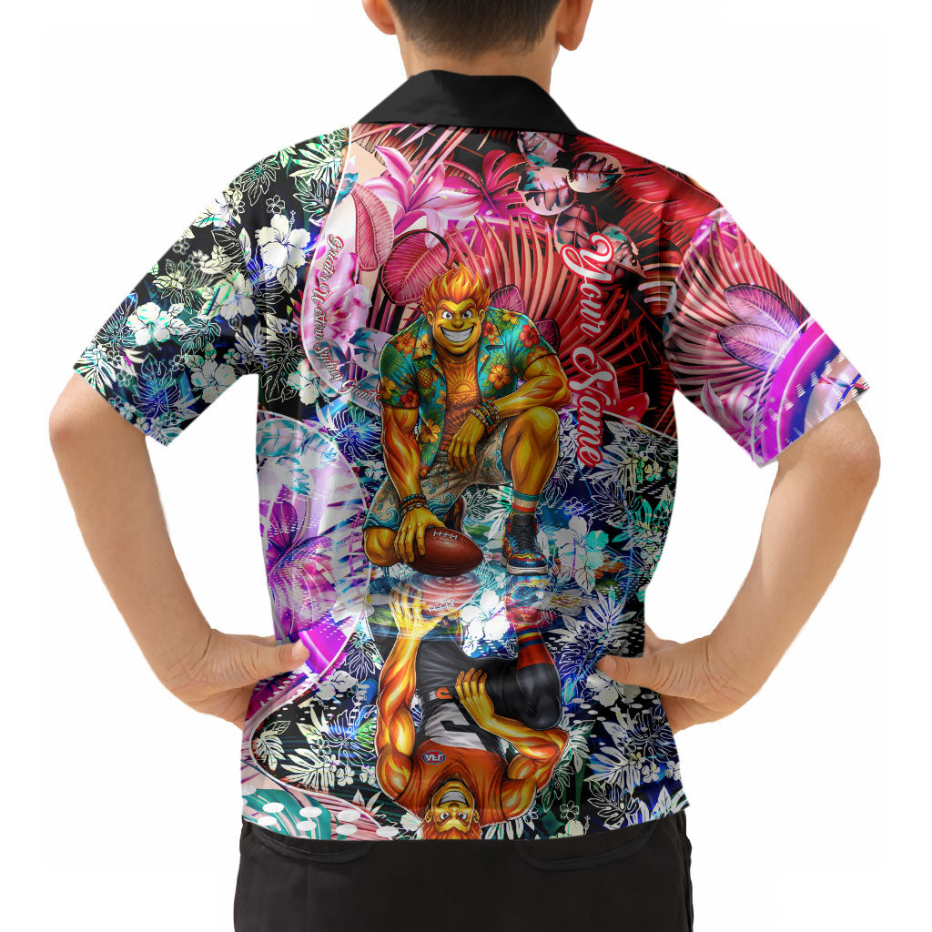 Personalized Greater Western Sydney Giants Kid Hawaiian Shirt Tropical Hibiscus Flowers - Pacific Fusion Style
