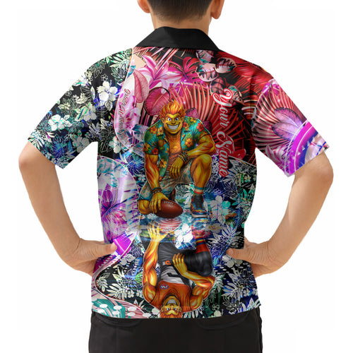 Personalized Greater Western Sydney Giants Kid Hawaiian Shirt Tropical Hibiscus Flowers - Pacific Fusion Style