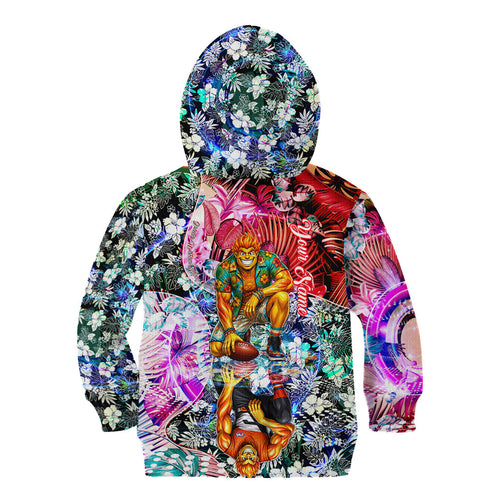 Personalized Greater Western Sydney Giants Kid Hoodie Tropical Hibiscus Flowers - Pacific Fusion Style