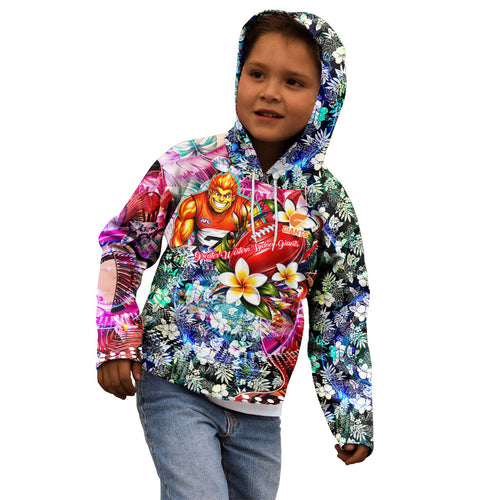 Personalized Greater Western Sydney Giants Kid Hoodie Tropical Hibiscus Flowers - Pacific Fusion Style