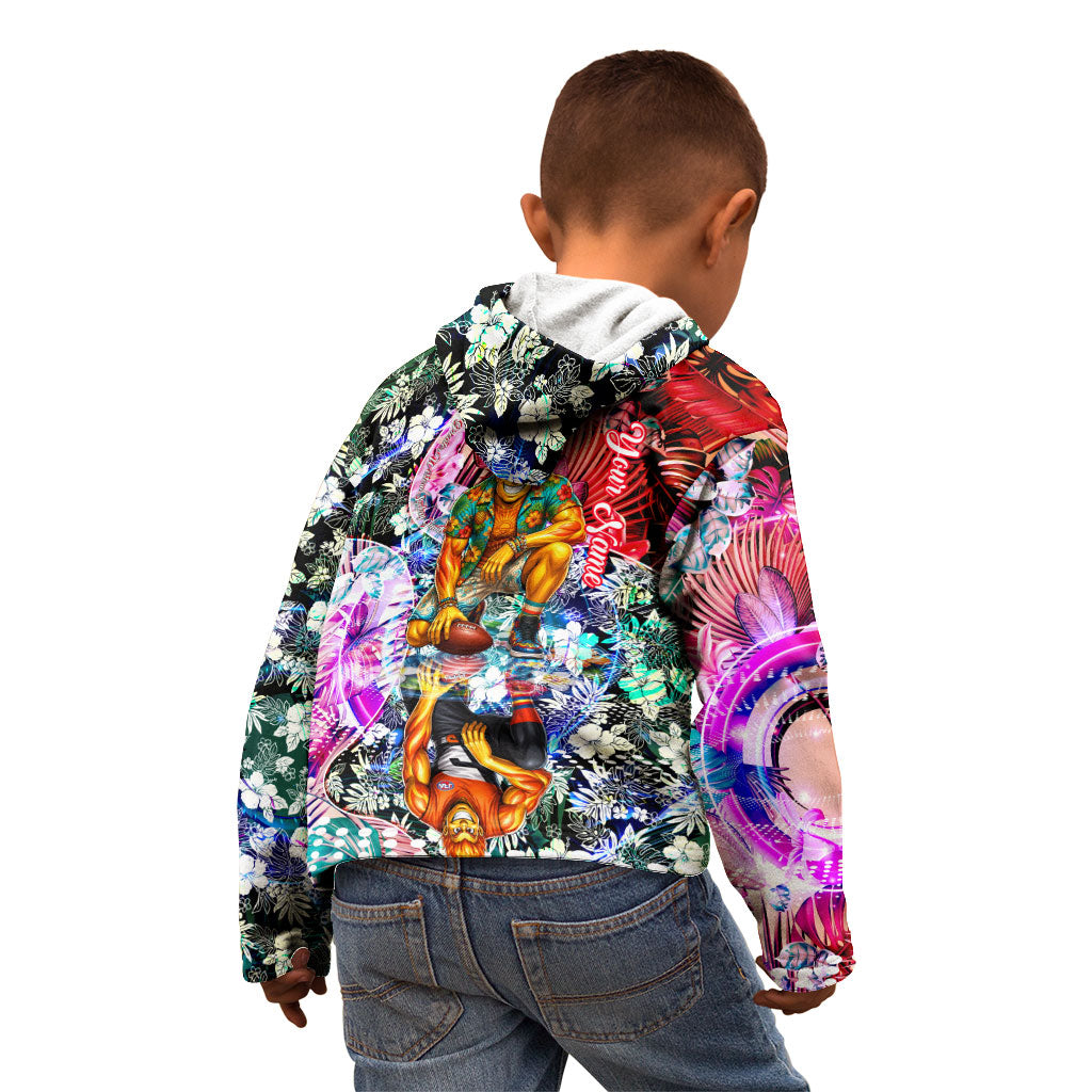 Personalized Greater Western Sydney Giants Kid Hoodie Tropical Hibiscus Flowers - Pacific Fusion Style