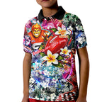 Personalized Greater Western Sydney Giants Kid Polo Shirt Tropical Hibiscus Flowers - Pacific Fusion Style