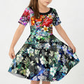 Personalized Greater Western Sydney Giants Kid Short Sleeve Dress Tropical Hibiscus Flowers - Pacific Fusion Style