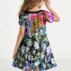 Personalized Greater Western Sydney Giants Kid Short Sleeve Dress Tropical Hibiscus Flowers - Pacific Fusion Style