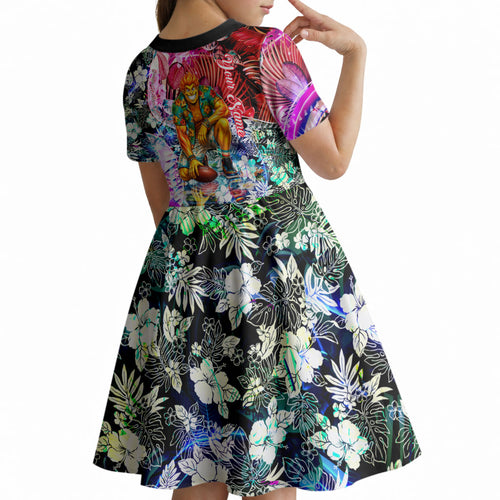 Personalized Greater Western Sydney Giants Kid Short Sleeve Dress Tropical Hibiscus Flowers - Pacific Fusion Style