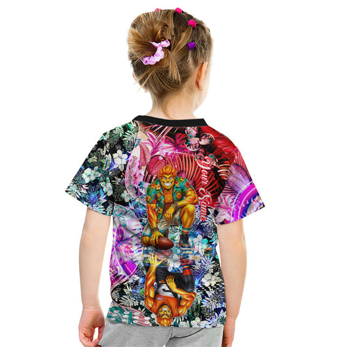Personalized Greater Western Sydney Giants Kid T Shirt Tropical Hibiscus Flowers - Pacific Fusion Style