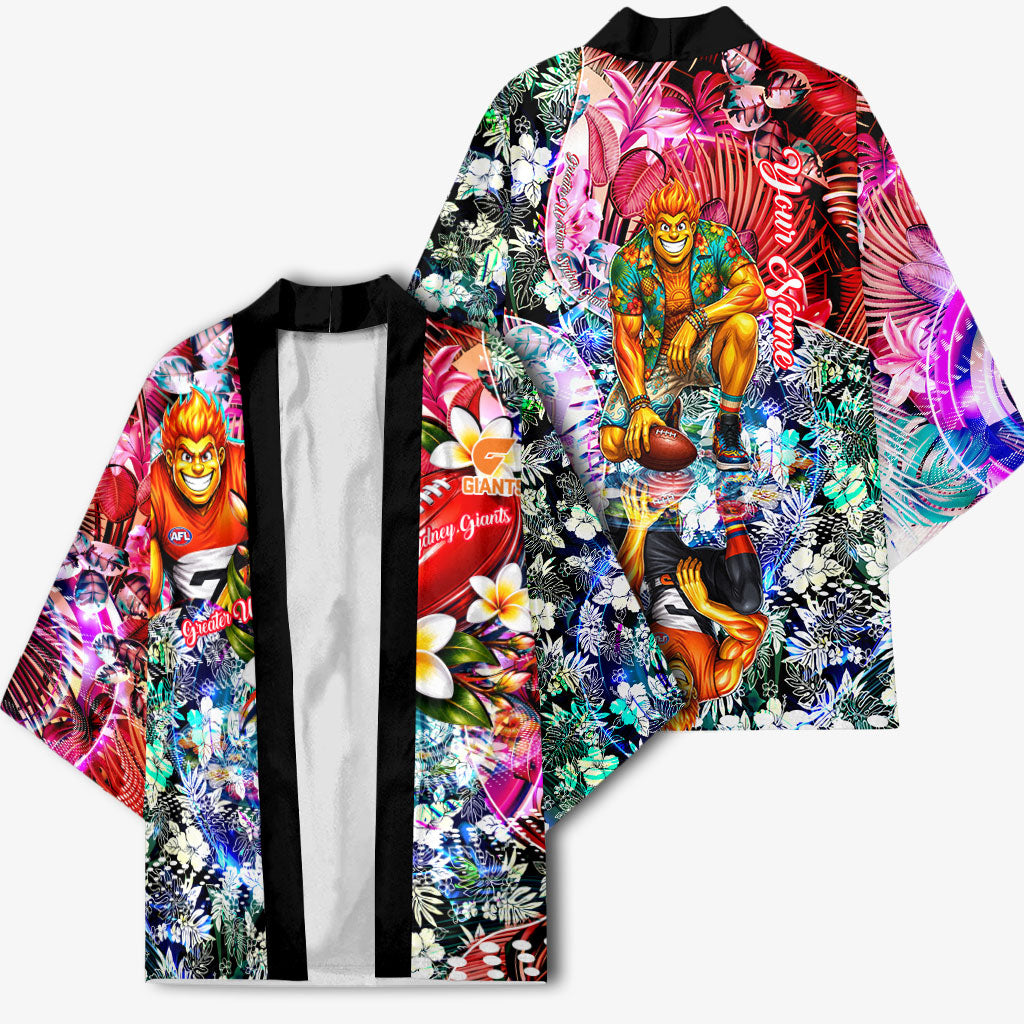 Personalized Greater Western Sydney Giants Kimono Tropical Hibiscus Flowers - Pacific Fusion Style