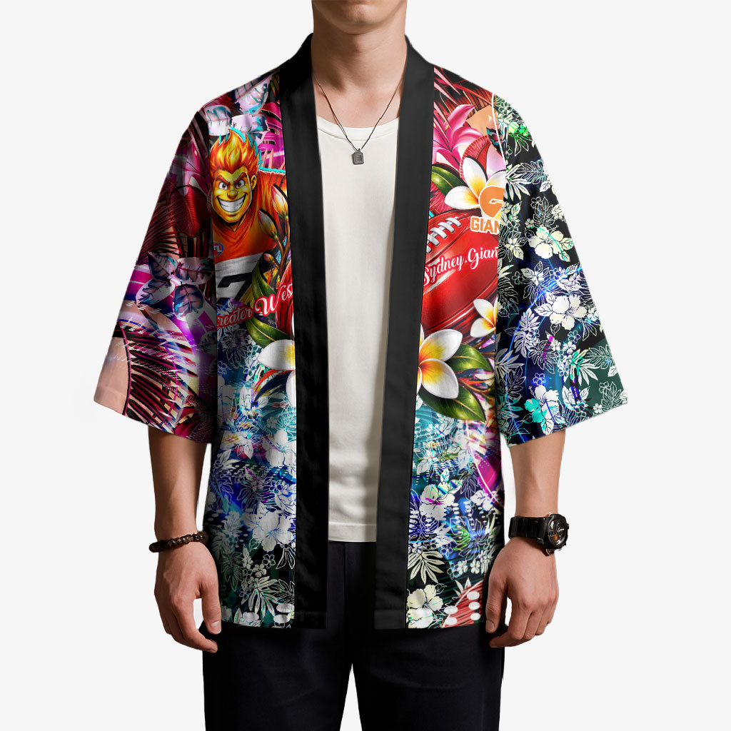 Personalized Greater Western Sydney Giants Kimono Tropical Hibiscus Flowers - Pacific Fusion Style