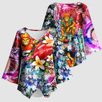 Personalized Greater Western Sydney Giants Kimono Sleeve Blouse Tropical Hibiscus Flowers - Pacific Fusion Style