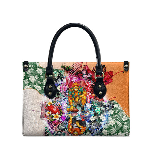 Personalized Greater Western Sydney Giants Leather Bag Tropical Hibiscus Flowers - Pacific Fusion Style