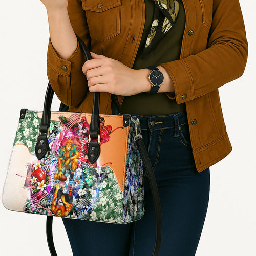 Personalized Greater Western Sydney Giants Leather Bag Tropical Hibiscus Flowers - Pacific Fusion Style