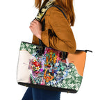 Personalized Greater Western Sydney Giants Leather Tote Bag Tropical Hibiscus Flowers - Pacific Fusion Style