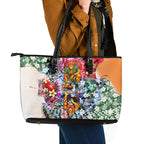 Personalized Greater Western Sydney Giants Leather Tote Bag Tropical Hibiscus Flowers - Pacific Fusion Style