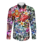 Personalized Greater Western Sydney Giants Long Sleeve Button Shirt Tropical Hibiscus Flowers - Pacific Fusion Style