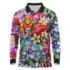 Personalized Greater Western Sydney Giants Long Sleeve Polo Shirt Tropical Hibiscus Flowers - Pacific Fusion Style