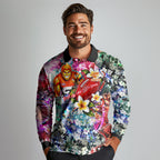 Personalized Greater Western Sydney Giants Long Sleeve Polo Shirt Tropical Hibiscus Flowers - Pacific Fusion Style