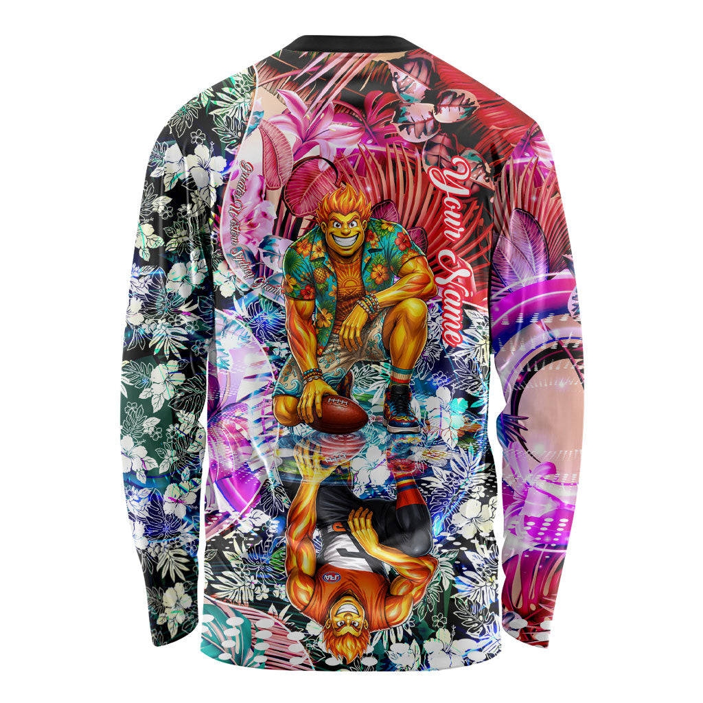 Personalized Greater Western Sydney Giants Long Sleeve Shirt Tropical Hibiscus Flowers - Pacific Fusion Style