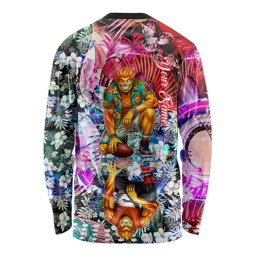 Personalized Greater Western Sydney Giants Long Sleeve Shirt Tropical Hibiscus Flowers - Pacific Fusion Style