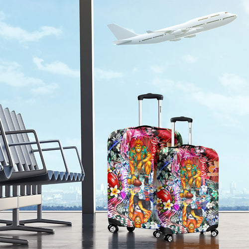 Personalized Greater Western Sydney Giants Luggage Cover Tropical Hibiscus Flowers - Pacific Fusion Style