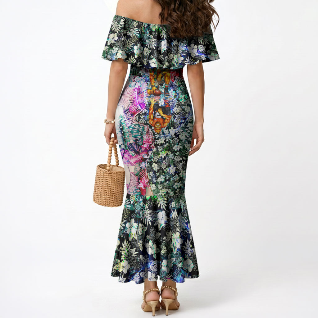 Personalized Greater Western Sydney Giants Mermaid Dress Tropical Hibiscus Flowers - Pacific Fusion Style
