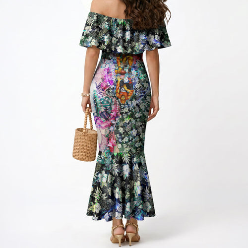 Personalized Greater Western Sydney Giants Mermaid Dress Tropical Hibiscus Flowers - Pacific Fusion Style