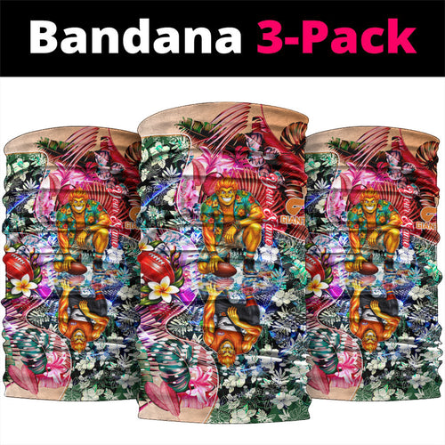 Personalized Greater Western Sydney Giants Neck Gaiter Tropical Hibiscus Flowers - Pacific Fusion Style