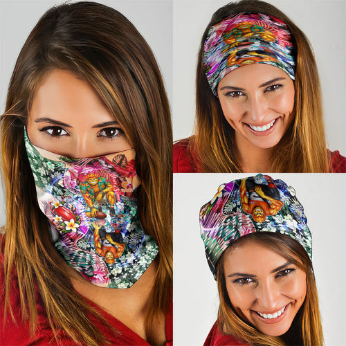 Personalized Greater Western Sydney Giants Neck Gaiter Tropical Hibiscus Flowers - Pacific Fusion Style